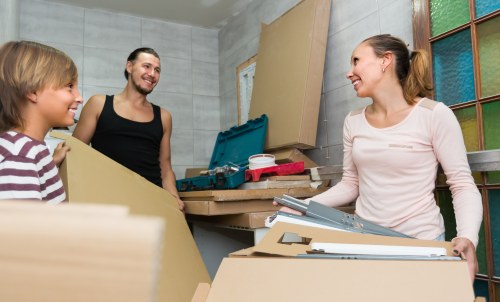 Boxes and packing materials prepared for a local move in Tooting