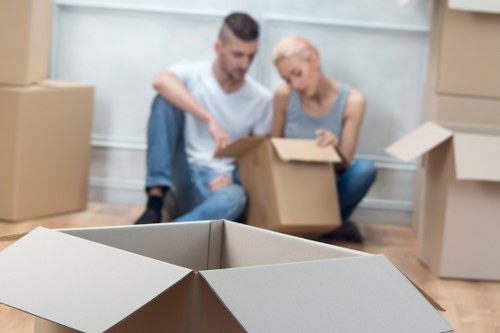 Packed boxes and furniture ready for man and van transport in Tooting